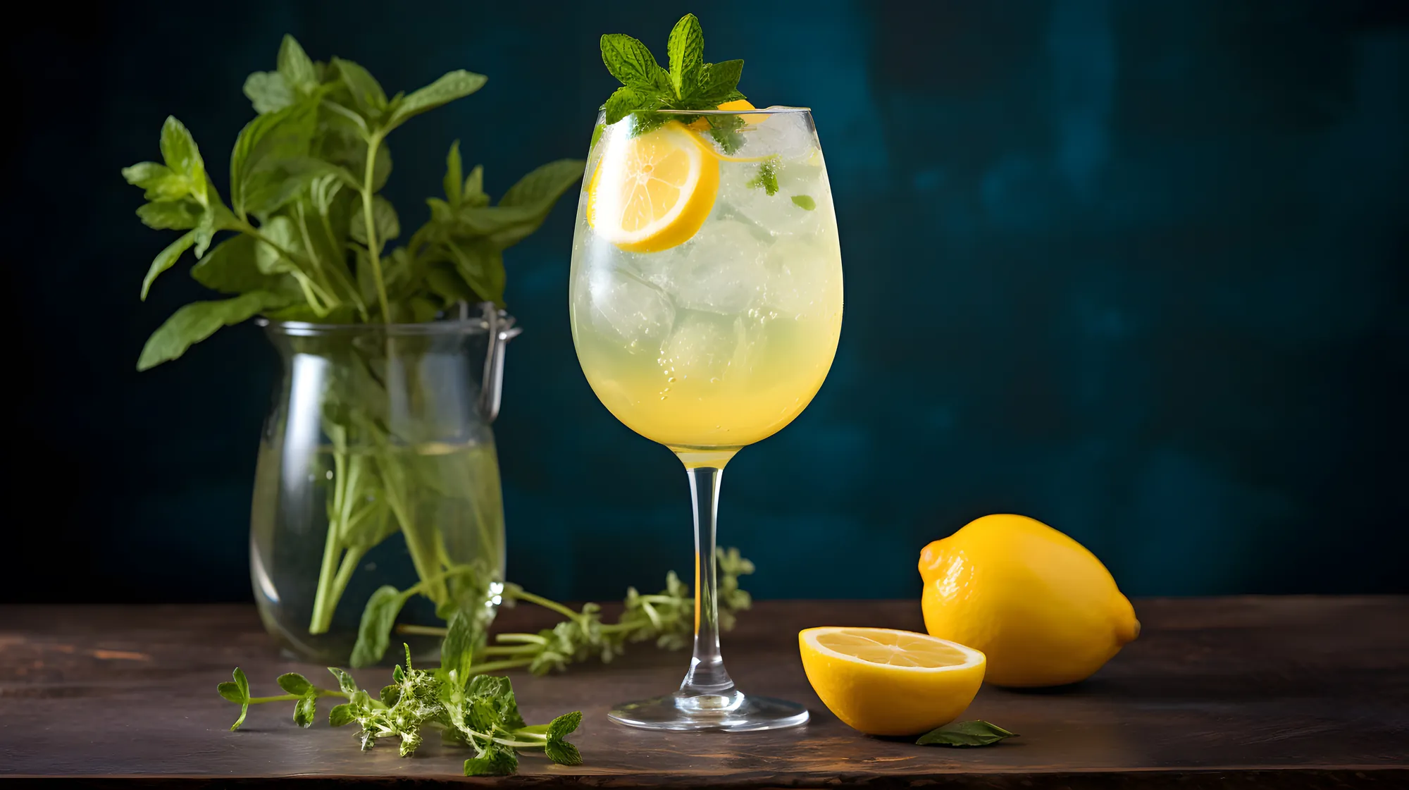 Italienisches Limoncello Getränk mit Zitronen und frischer Minze