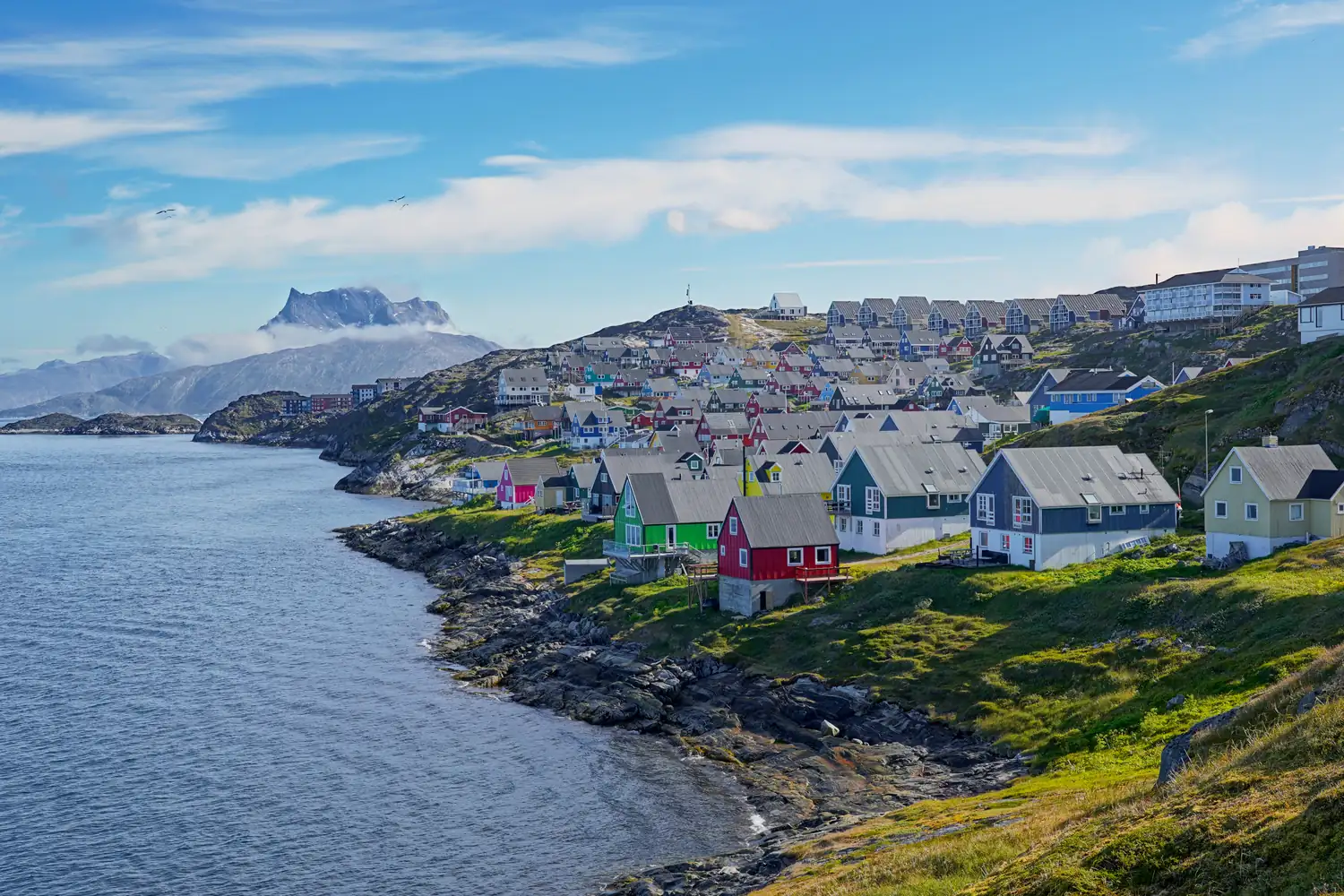 Colorful houses on the coast of Greenland