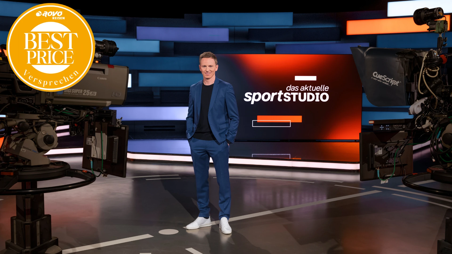 Moderator Jochen Breyer vor den Kameras im ZDF sportstudio Best Price