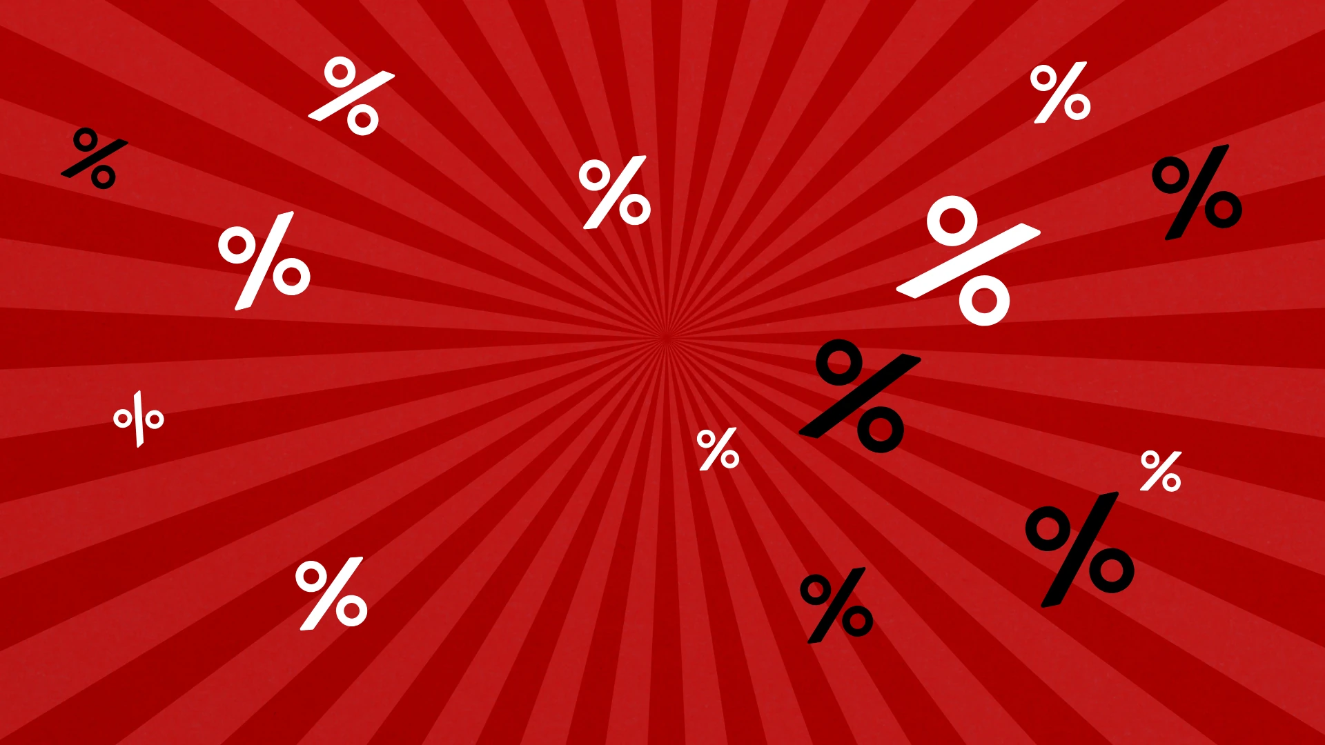 Schwarze und weiße Prozentzeichen auf rotem Hintergrund