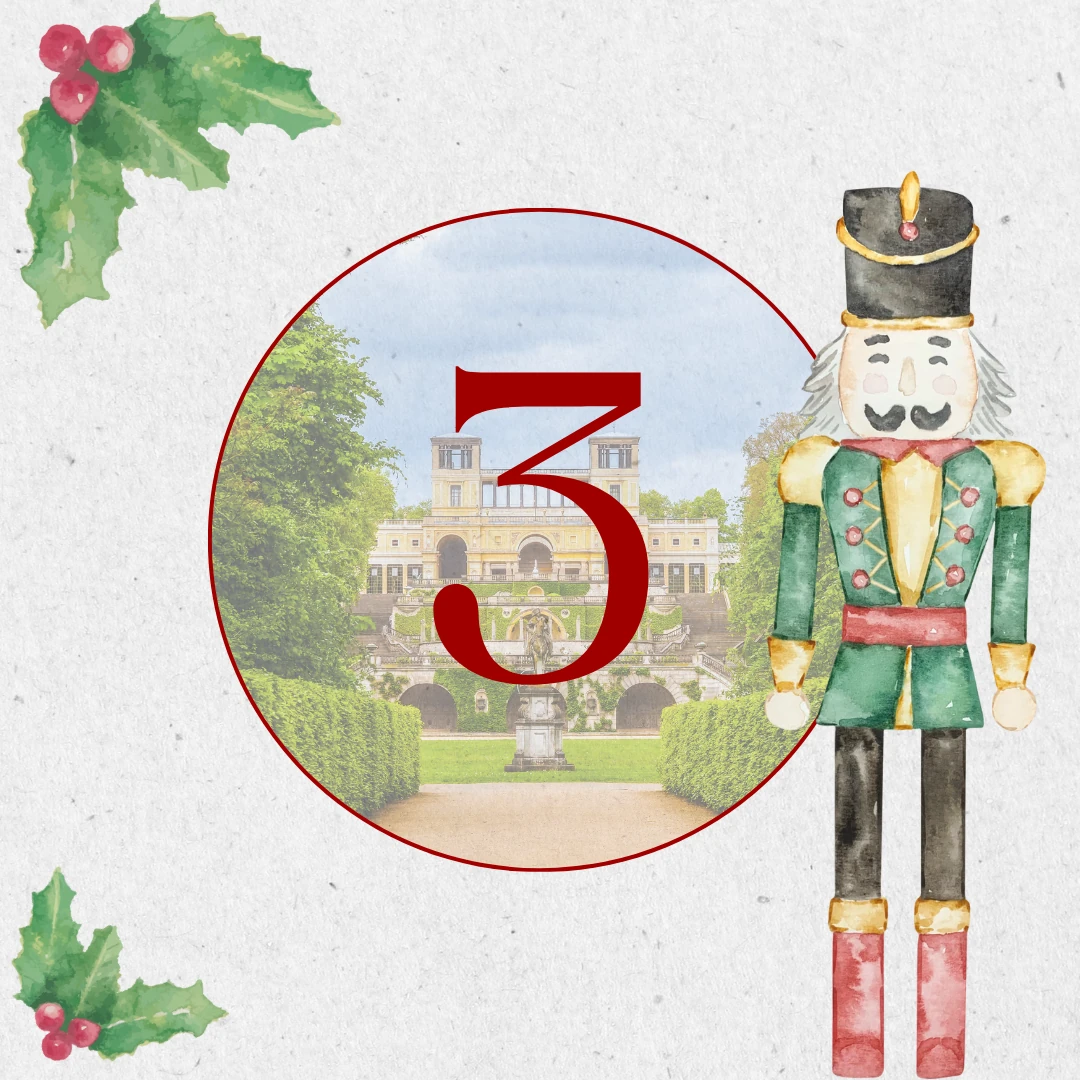 aovo Adventskalender 2024 - Türchen 3 geöffnet mit Nussknacker, Stechpalmenzweigen und Angebot.