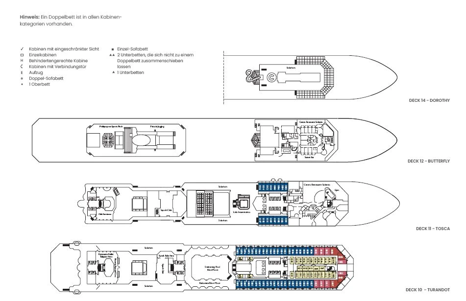 Deckplan Gradisca auf einem Kreuzfahrtschiff