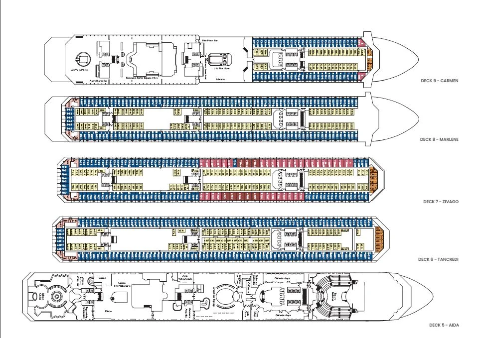 Deckplan Gradisca auf einem Kreuzfahrtschiff