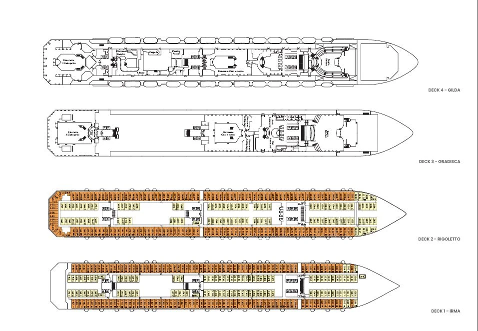 Deckplan Gradisca auf einem Kreuzfahrtschiff