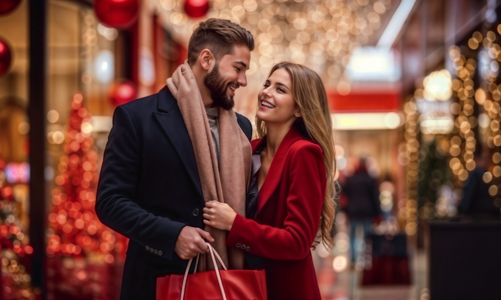 Paar beim Weihnachtsshopping