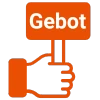Hand mit Gebotsschild - Icon in orange