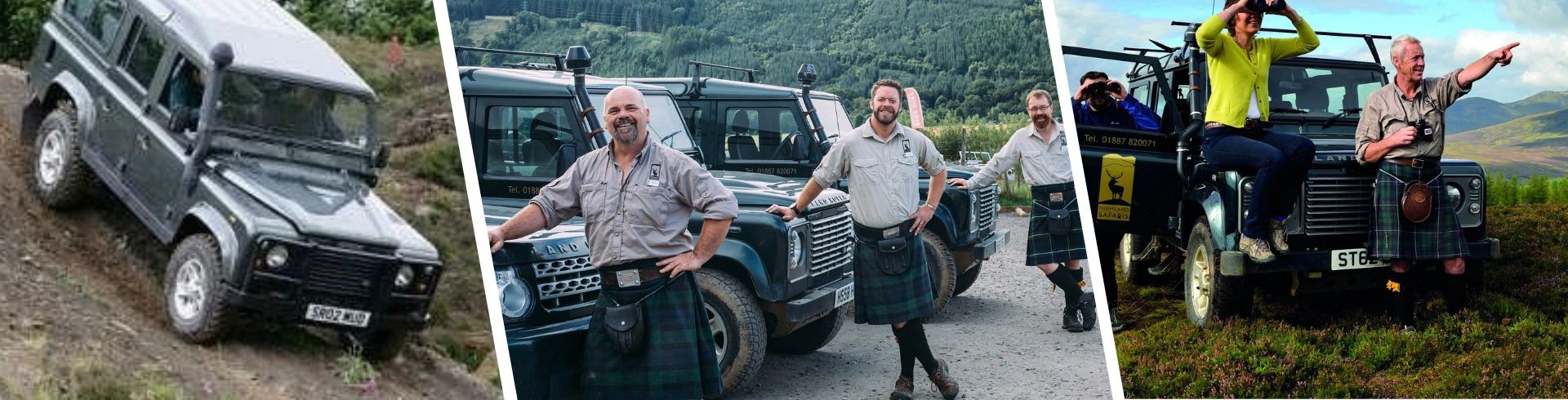 Impressionen der schottischen Highlandsafari in Aberfeldy mit Ranchrover und Rangern in Kilt