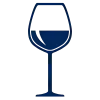 Weinglas-Symbol halb gefüllt in Dunkelblau