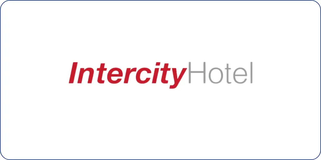 Logo von IntercityHotel mit dem Schriftzug 'Intercity' in Rot und 'Hotel' in Grau