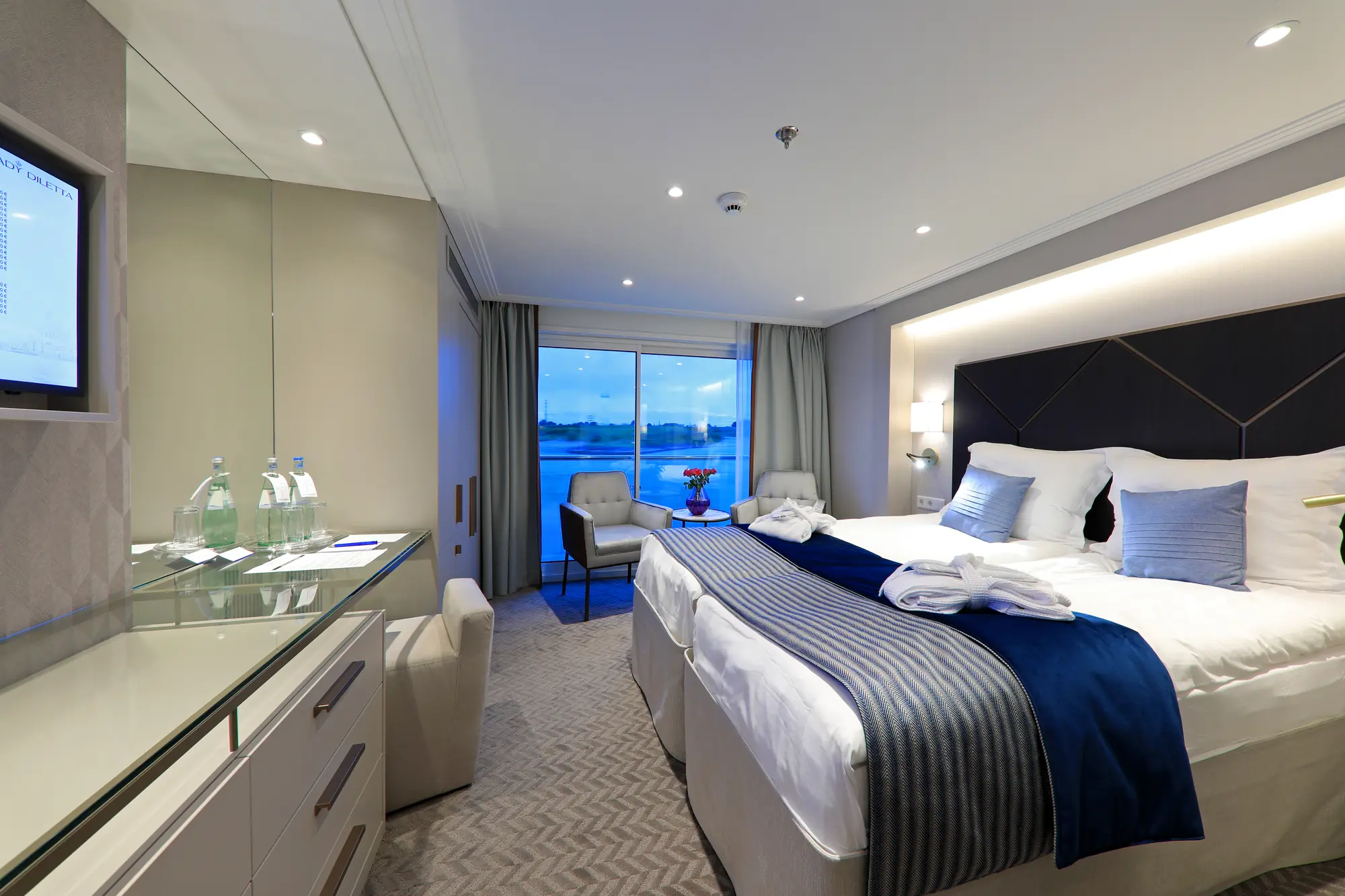 MS Lady Diletta Kabinenbeispiel Zwei-Bett mit französischem Balkon Kategorie 3