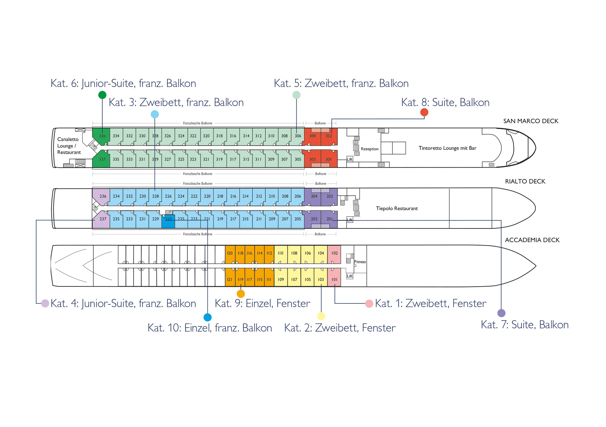 Deckplan der MS Lady Diletta
