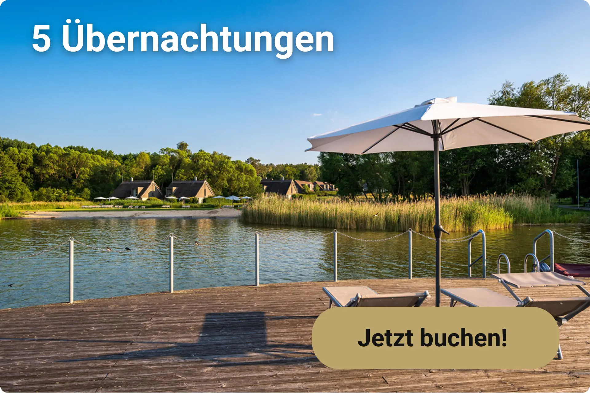 Steg im BEECH Resort Plau als Angebotskachel für 5 Übernachtungen