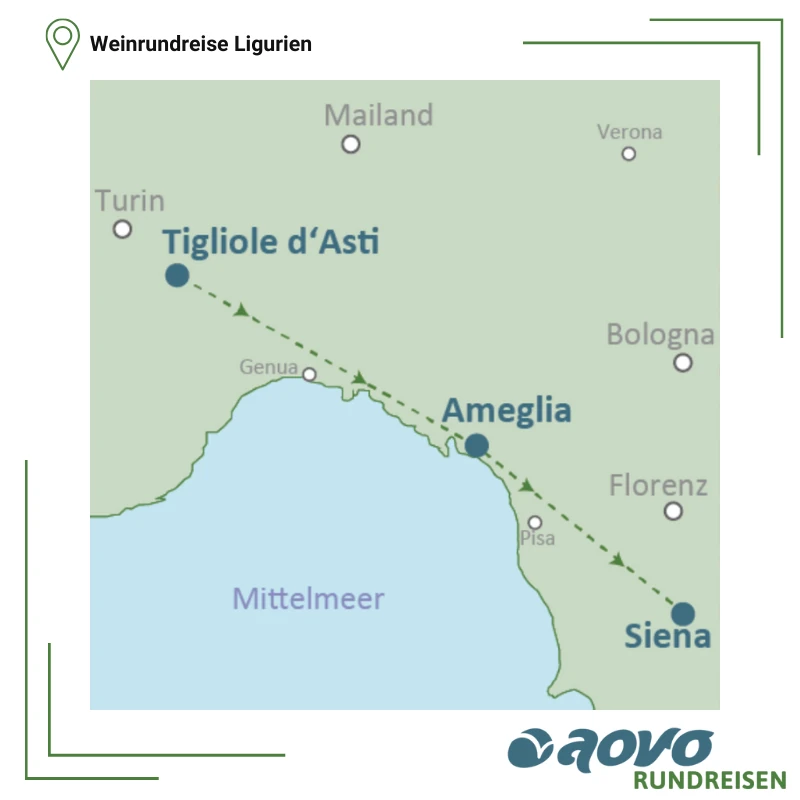 aovo Karte Rundreise Wein in Ligurien