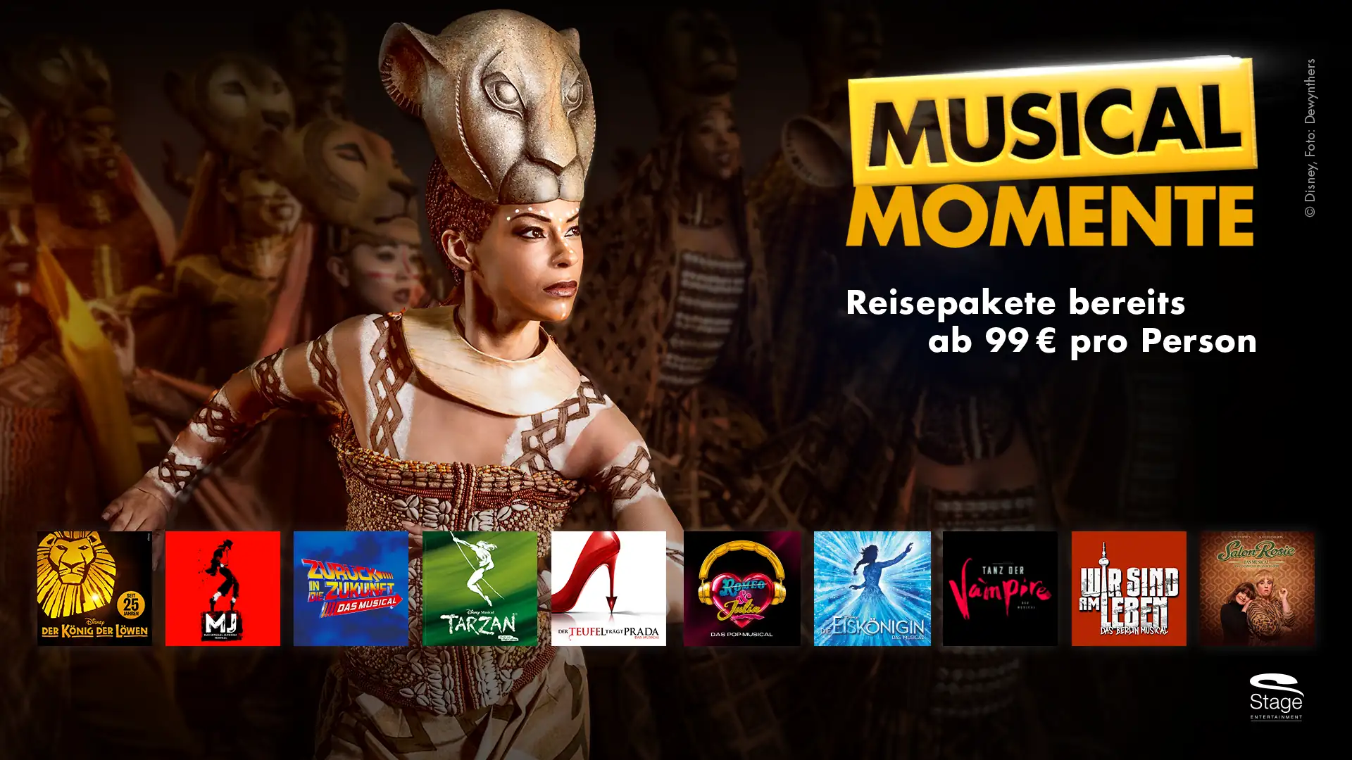 Stage Herbst Promo 2026 (1920x1080) mit verschiedenen Musical Logos und einem Szenenbild von Disneys DER KÖNIG DER LÖWEN