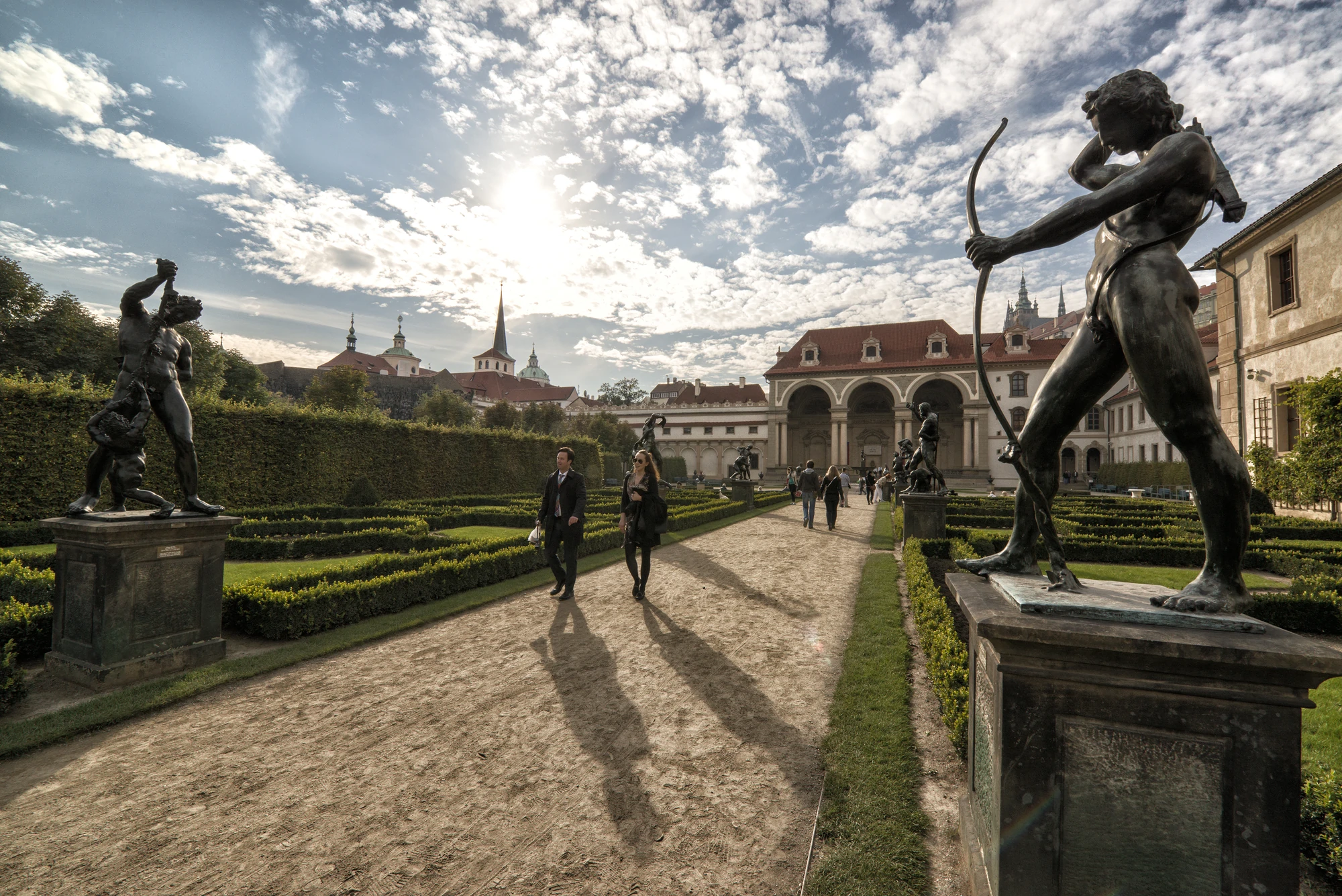 Prag - Wallenstein Garten, Gartenanlage mit Statuen