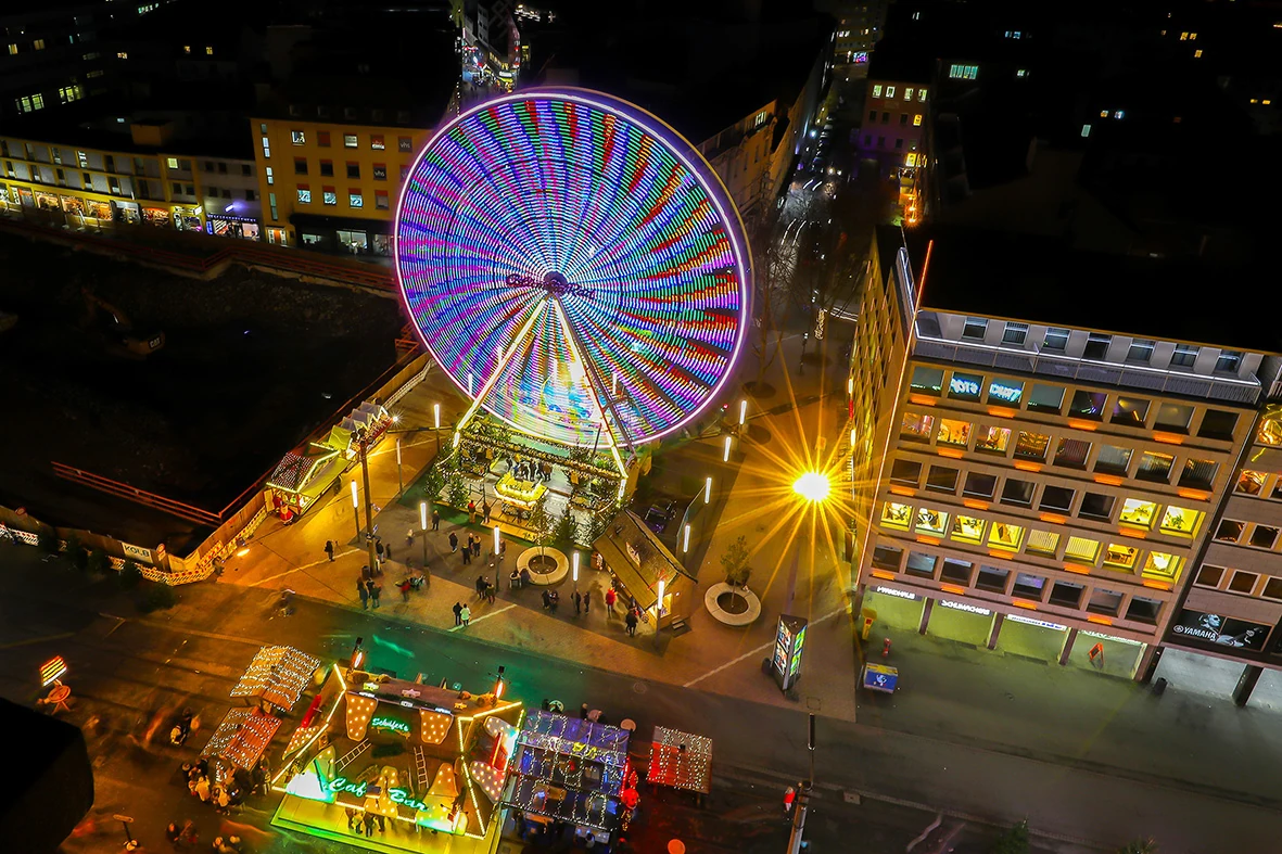 Weihnachtsstadt Dortmund Riesenrad von oben
