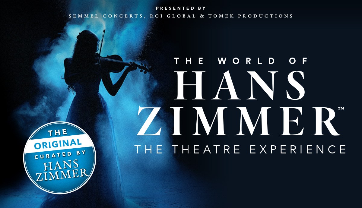 Ein Geiger mit Silhouette spielt vor einem blauen Hintergrund und wirbt für 