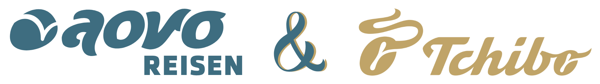 Logo von aovo Reisen und Tchibo, verbunden mit einem Und-Zeichen