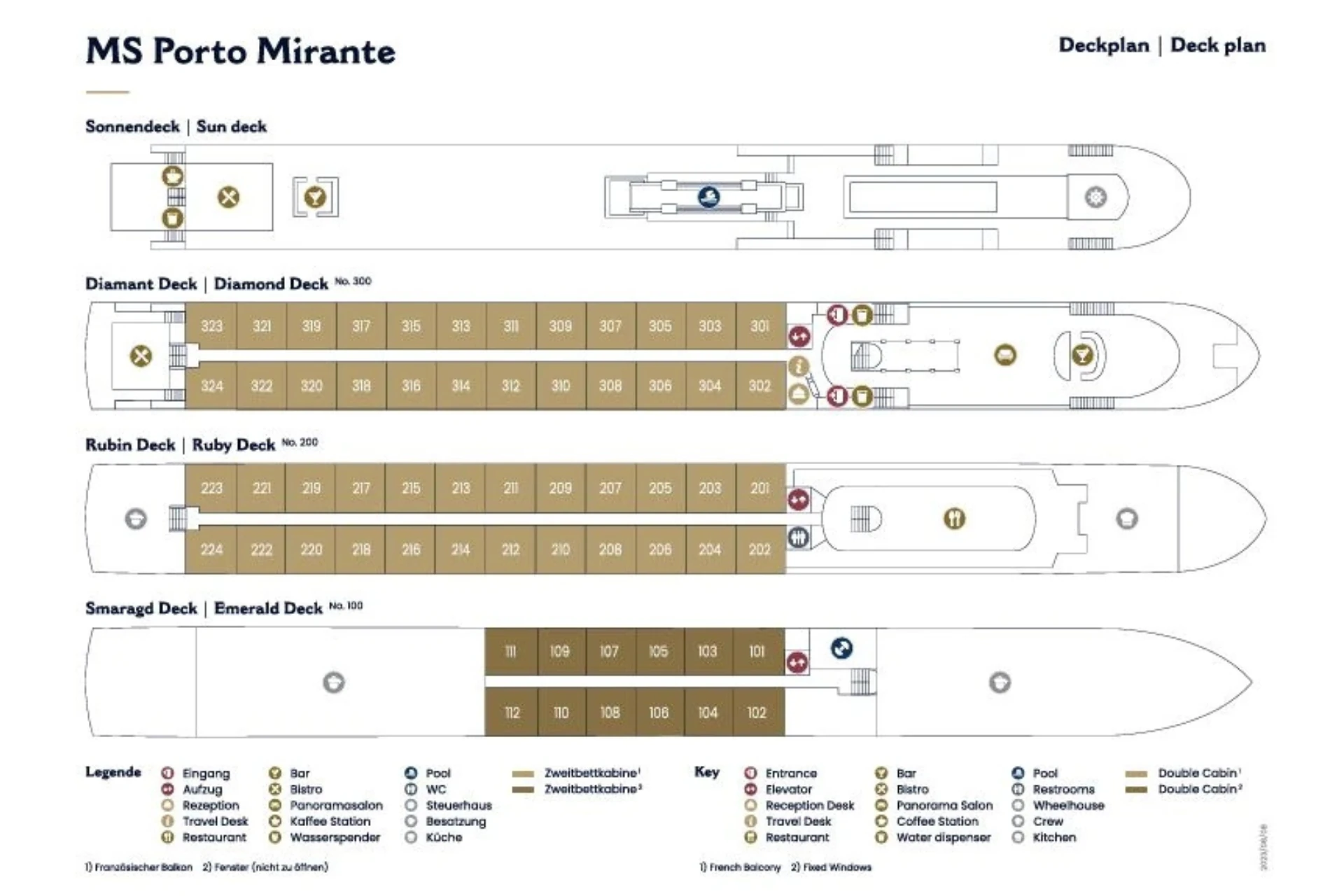 Deckplan der MS PORTO MIRANTE