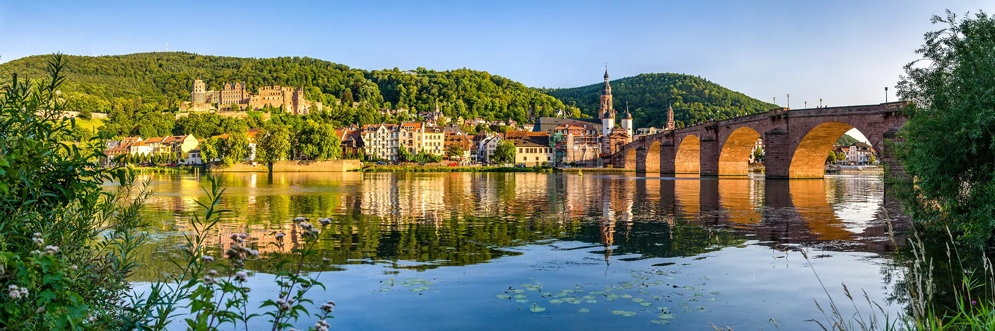 Schloss und Alte Brücke über den Neckar bei einem Heidelberg Urlaub