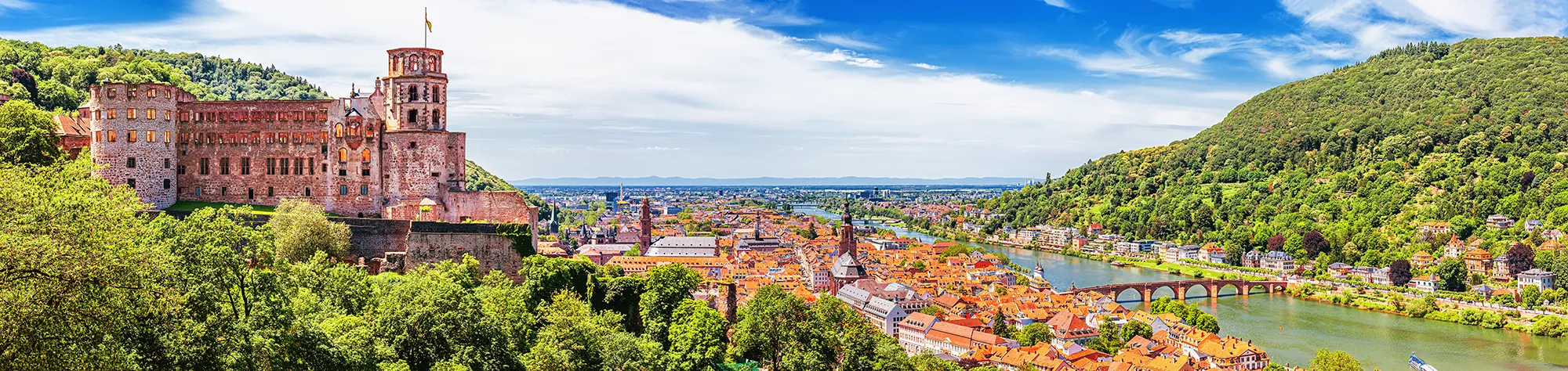 Panoramablick Schloss und Altstadt bei bei einem Heidelberg Urlaub
