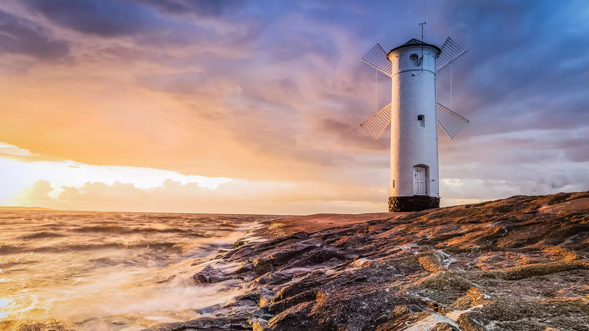 Mühlenbake in Swinemünde bei Sonnenuntergang