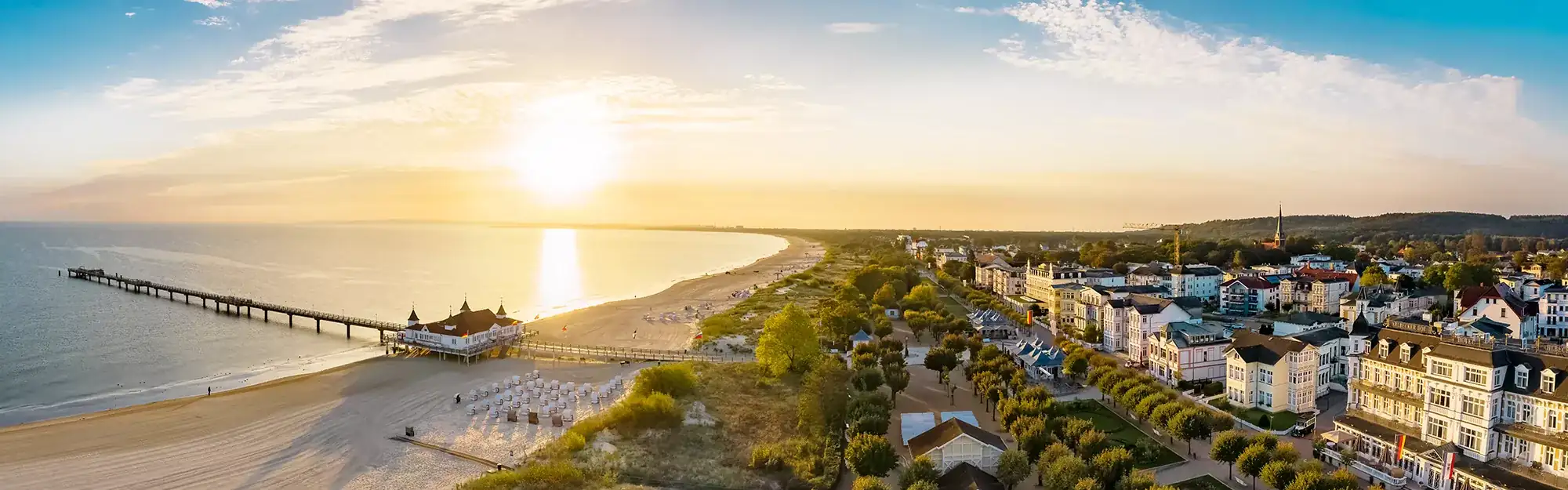 Ahlbecker Strand - Aussicht auf den Ahlbecker Strand bei Sonnenuntergang