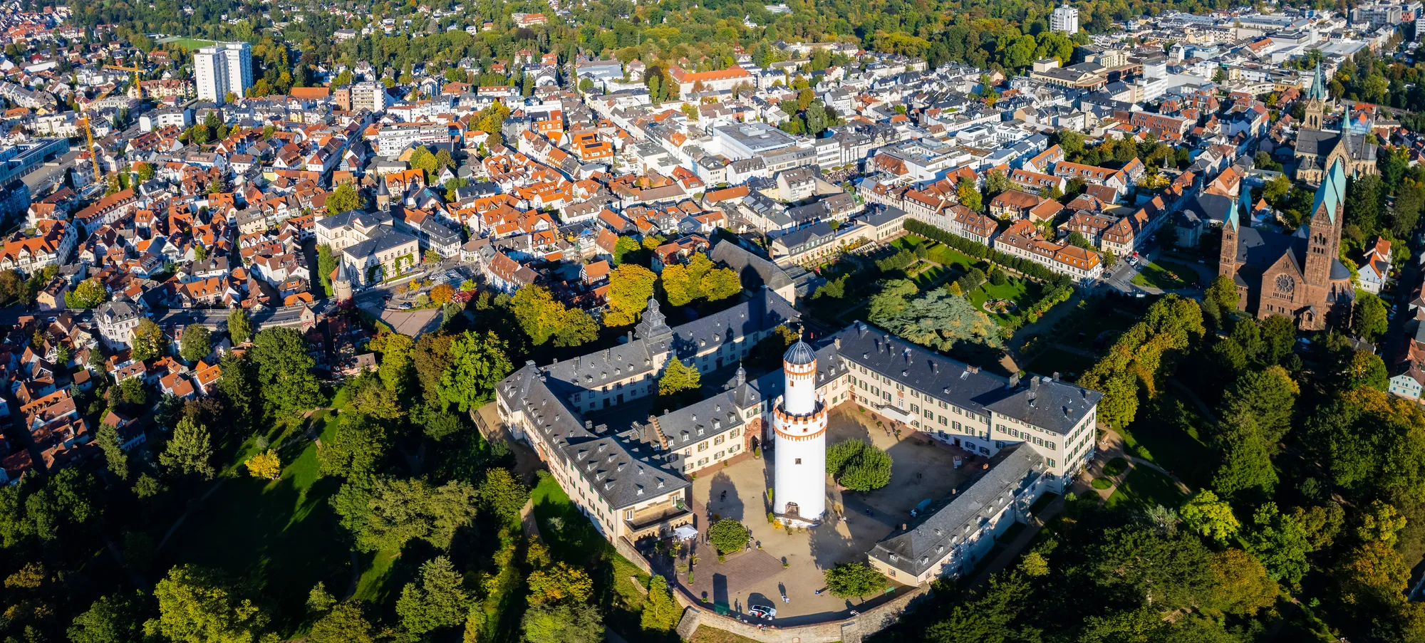 Bad Homburg von oben mit Blick auf Schloss Homburg