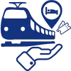Bahnreisen Paket Icon in Dunkelblau