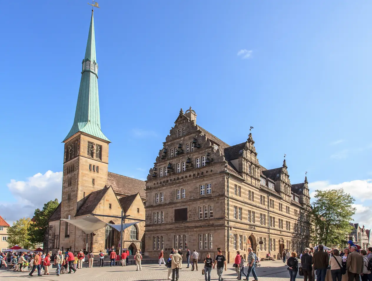 Hochzeitshaus von Hameln Prachtvolles Gebäude im Stil der Weser-Renaissance.