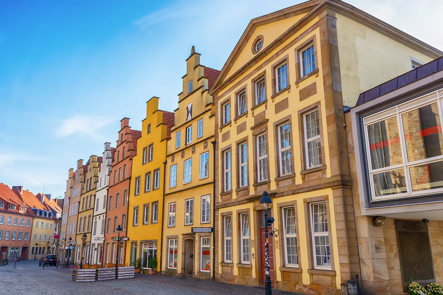 Blick auf Giebelhäusern am Markt von Osnabrück