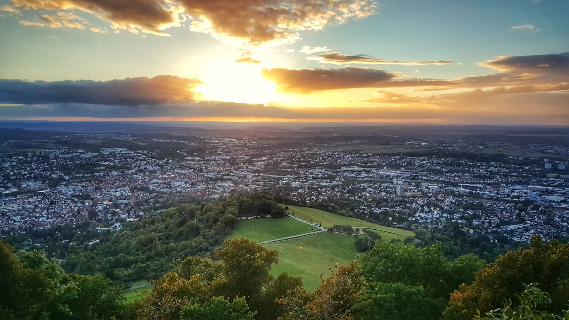 Achalm in Reutlingen, Panoramablick auf Stadt