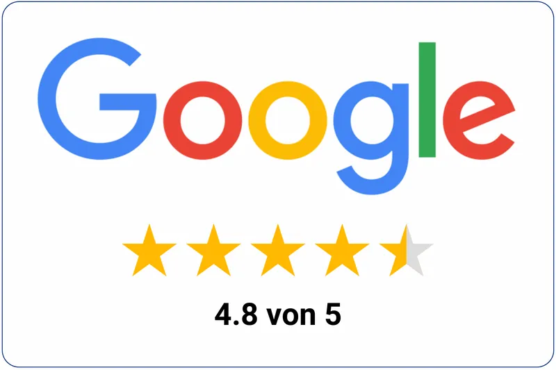 Google-Bewertung mit 4,8 von 5 Sternen