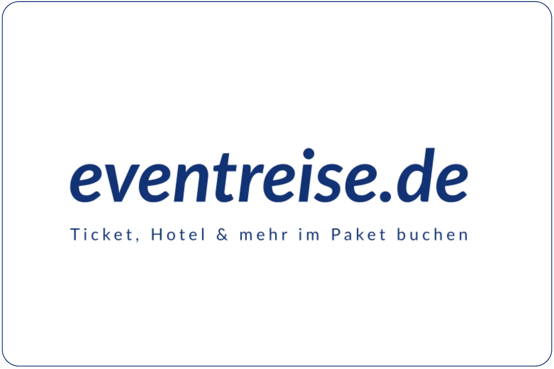eventreise.de – Ticket, Hotel & mehr im paket buchen. Logo in Dunkelblau mit dunkelblauer umrahmender Linie