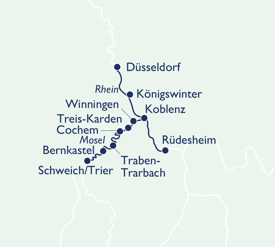 Flusskreuzfahrt Mosel 2023: Routenverlauf (Karte)