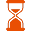 Orange Sanduhr Symbol, das Zeit darstellt.