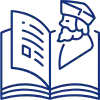 Geschichte Icon (Buch & Historische Person) in Dunkelblau