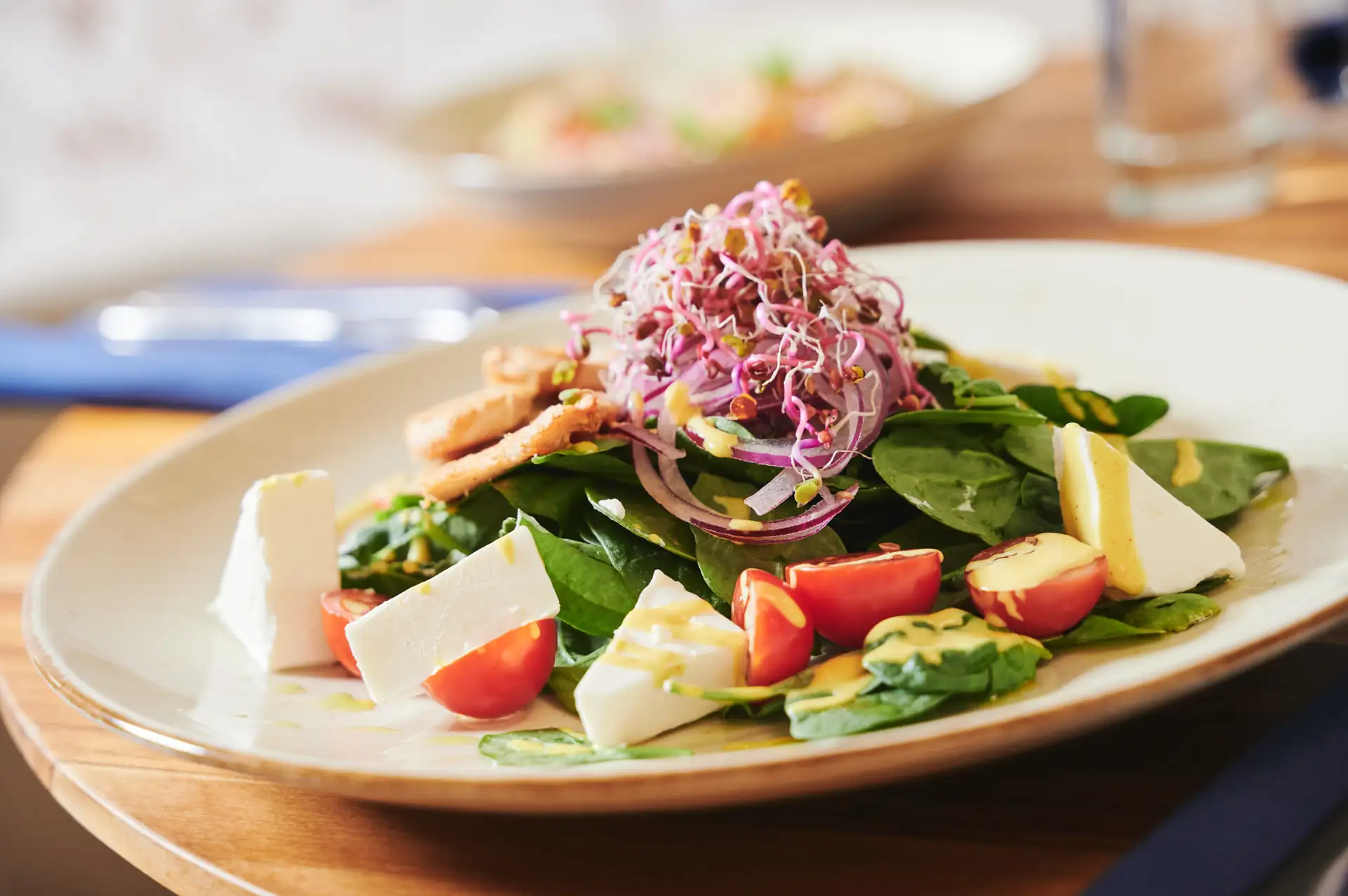Appetitlich angerichteter bunter Salat als Tellergericht im Restaurant des Golden Tulip Miedzyzdroje Residence