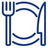Stilisiertes Icon von Teller und Besteck