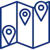 Karte mit Locations Icon in Dunkelblau