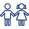 Stilisiertes Icon von 2 Personen die Händchen halten