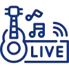 Live Musik Icon in Dunkelblau