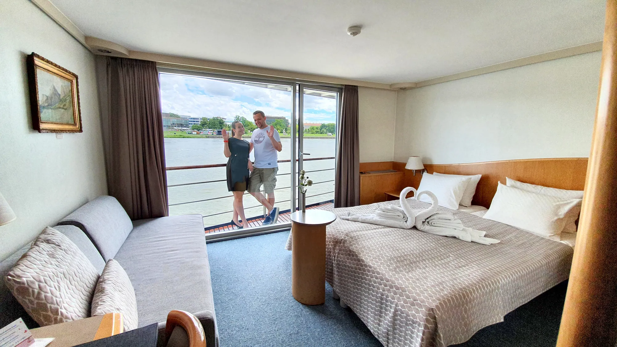 Gäste in der Kabine auf dem Oberdeck, MS Primadonna