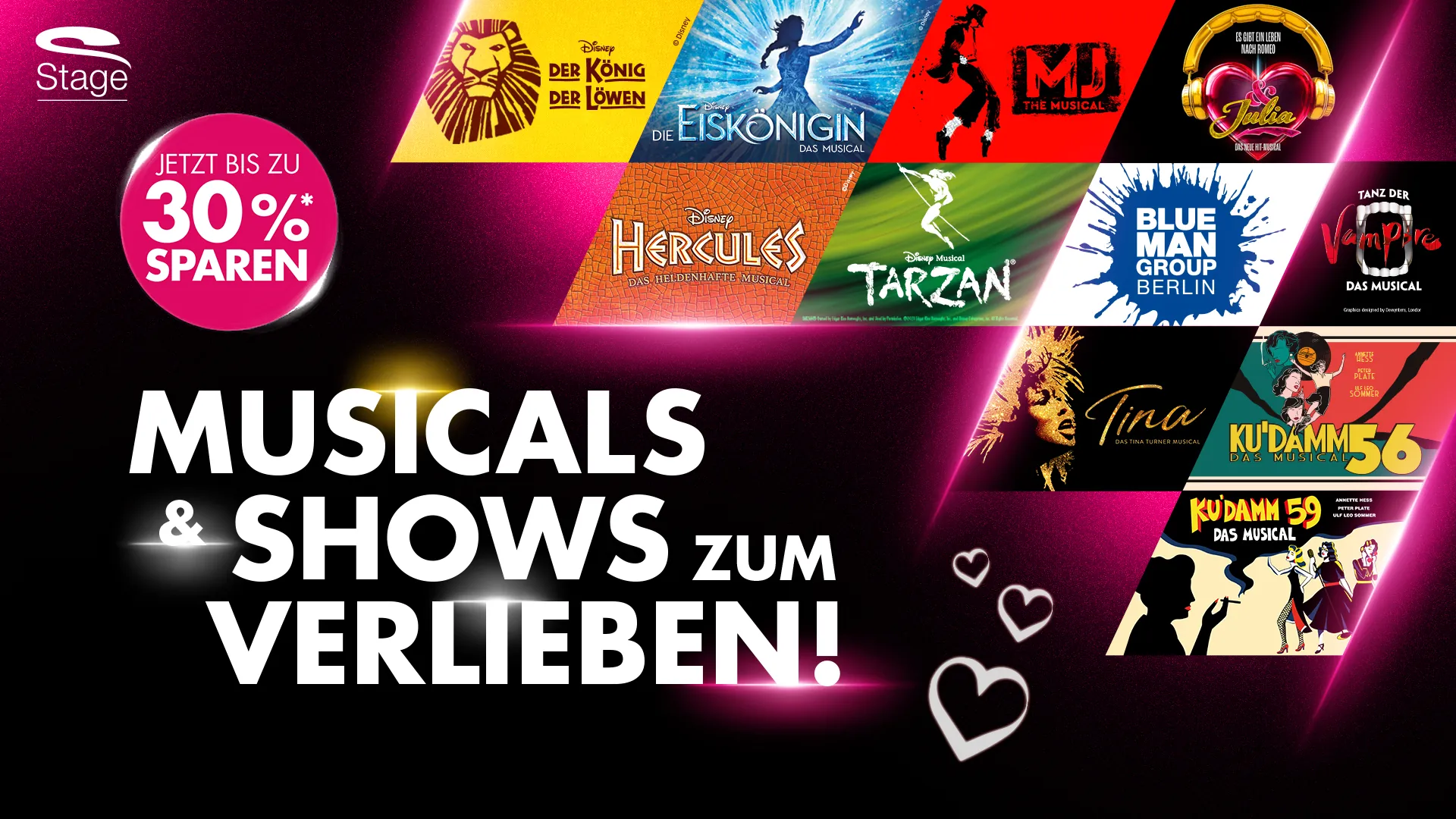 Musicalreisen zum Verlieben, Valentinstag Promotion, Rabatt bis zu 30% sparen