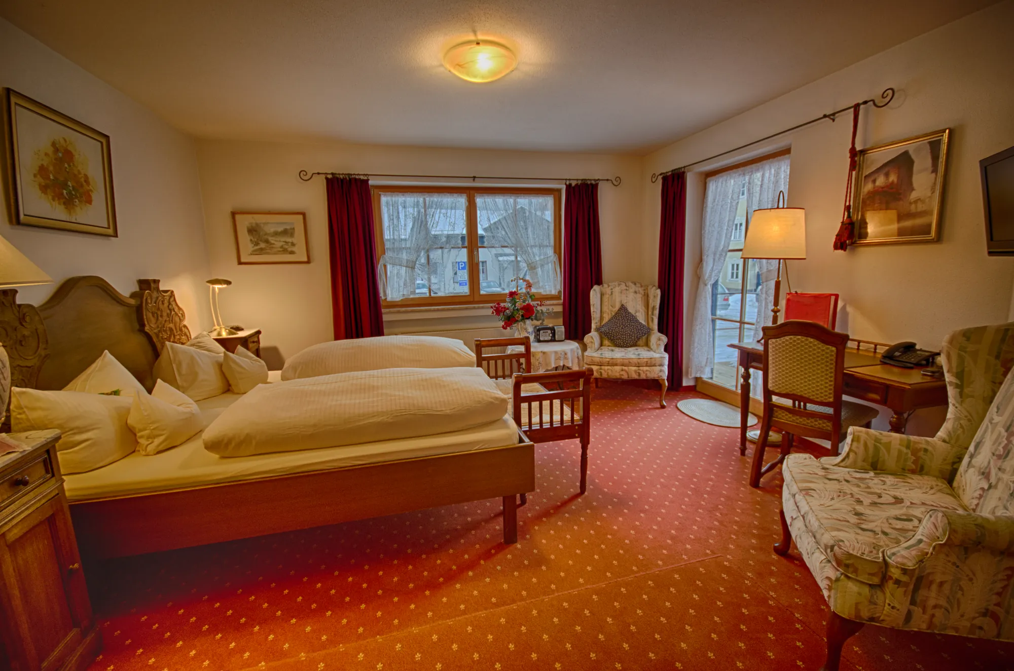 Oberammergau Unterkünfte: Hotel Ferienhaus Fux, Zimmerbeispiel