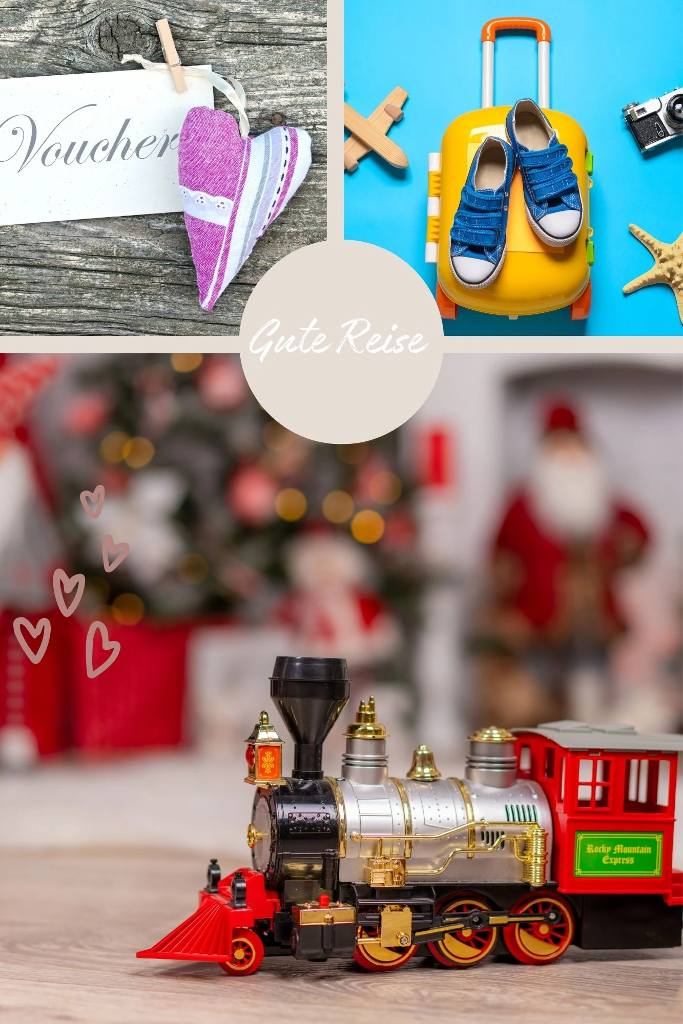 Beispiele für Reisegutschein originell verpacken mit Koffer oder Eisenbahn