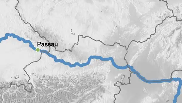Karte der Donau von Passau - Passau Schnupperkreuzfahrt (DCS Amethyst 1)
