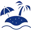 Summer Vibes Icon (Strand mit Sonnenschirm & Palme) in Dunkelblau