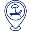 Strandlage Icon in Dunkelblau