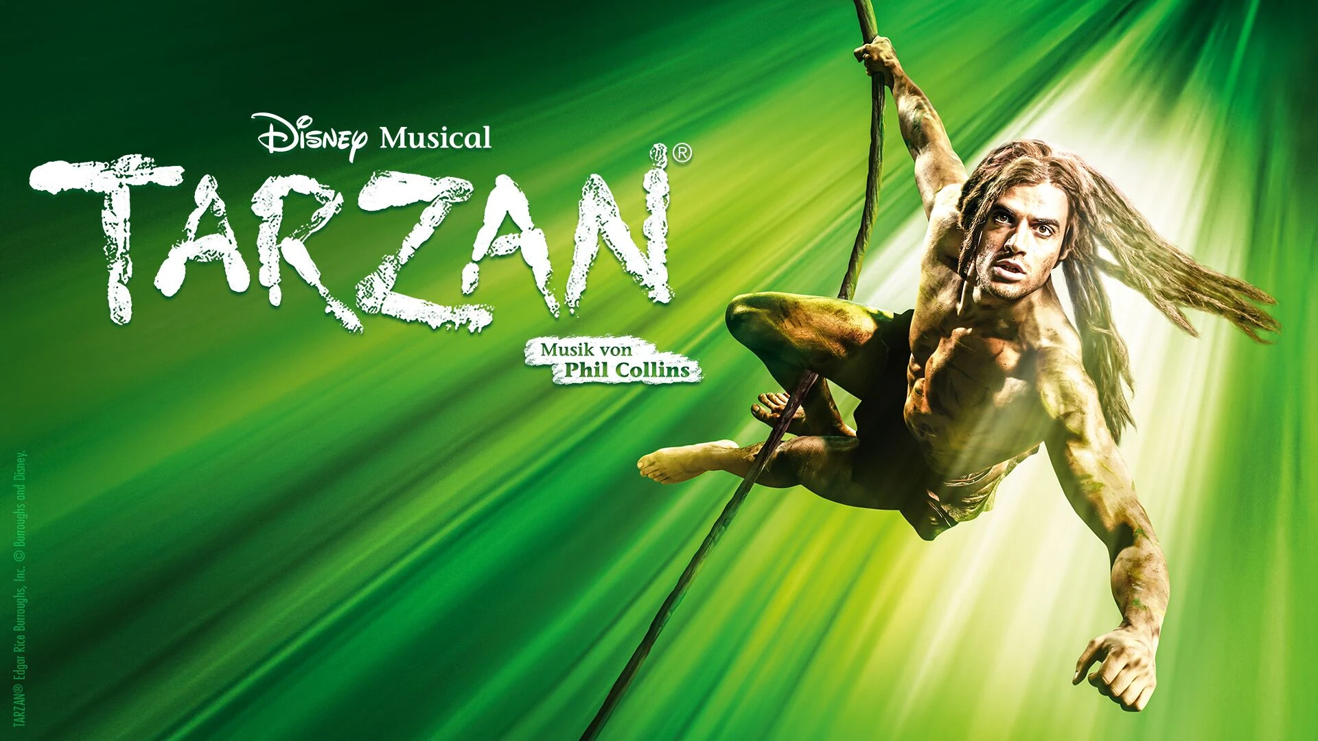 Disney Musical Tarzan - Key Visual im querformat, Tarzan schwingend
